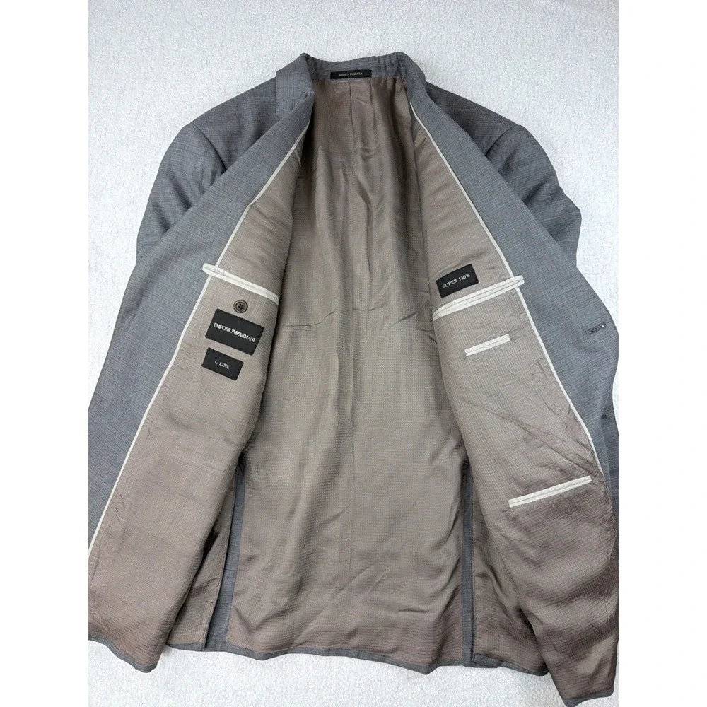 Emporio Armani G Line Grey Super 130s Wool Blazer Jacket 52 IT 42 US W1VGUD